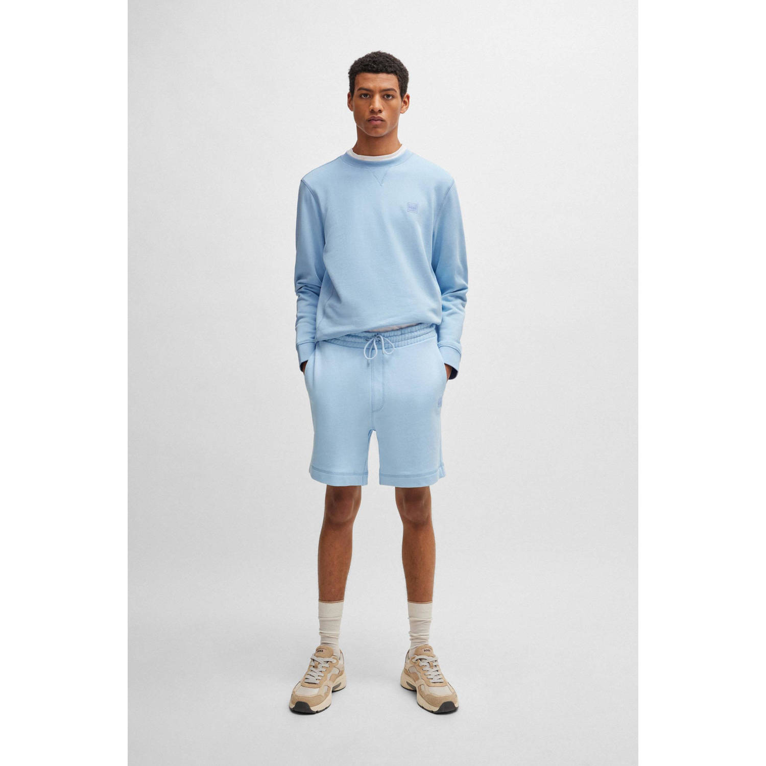 BOSS sweater Westart met logo open blue