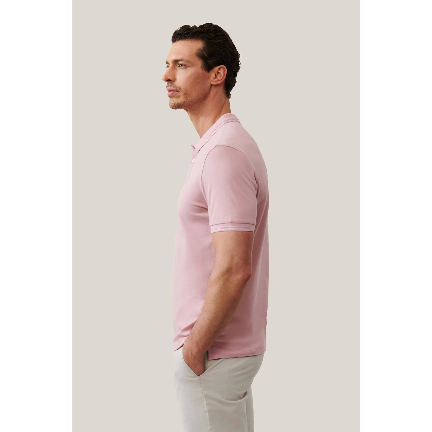 Cavallaro Napoli regular fit polo Mandrio met logo old pink