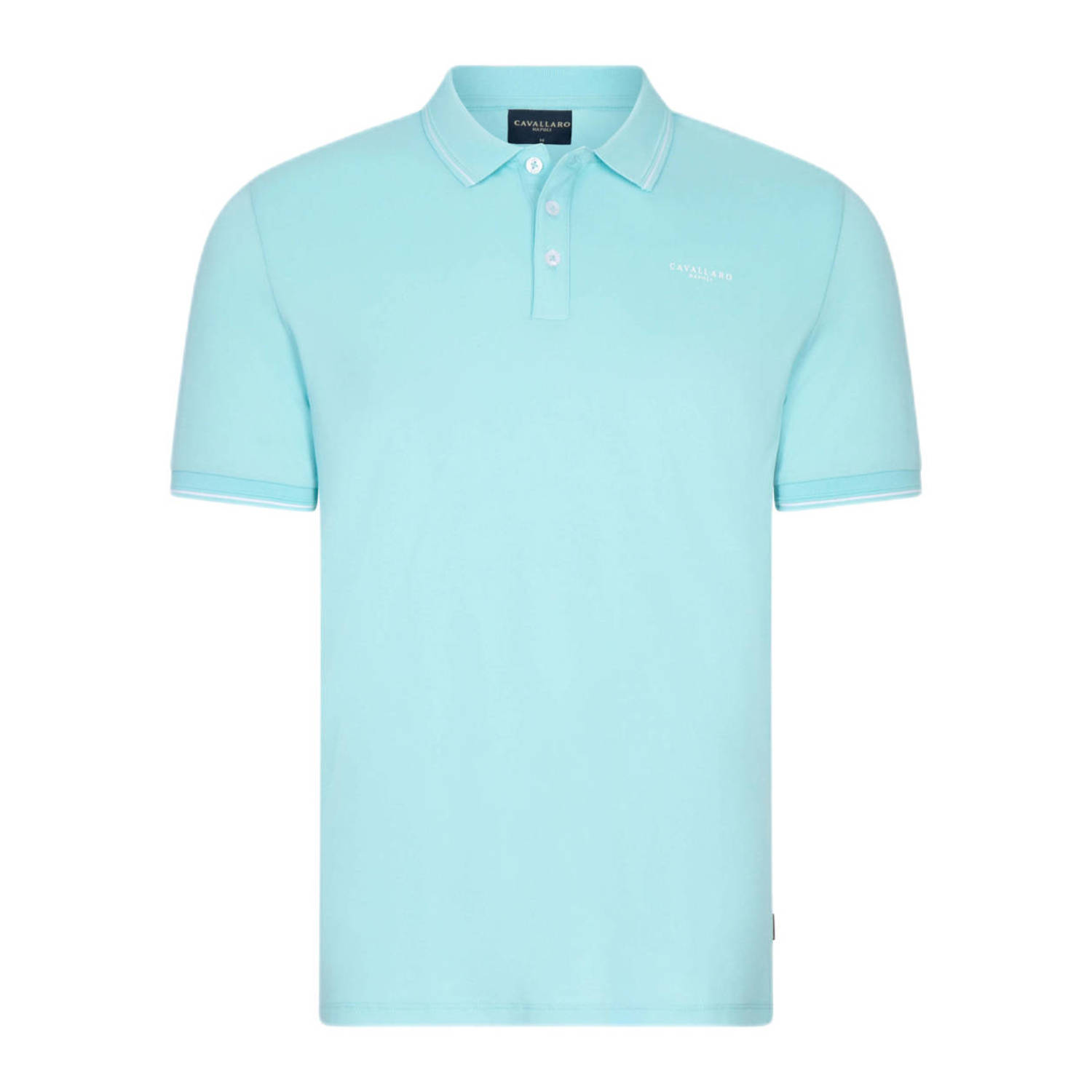 Cavallaro Napoli regular fit polo Mandrio met logo aqua