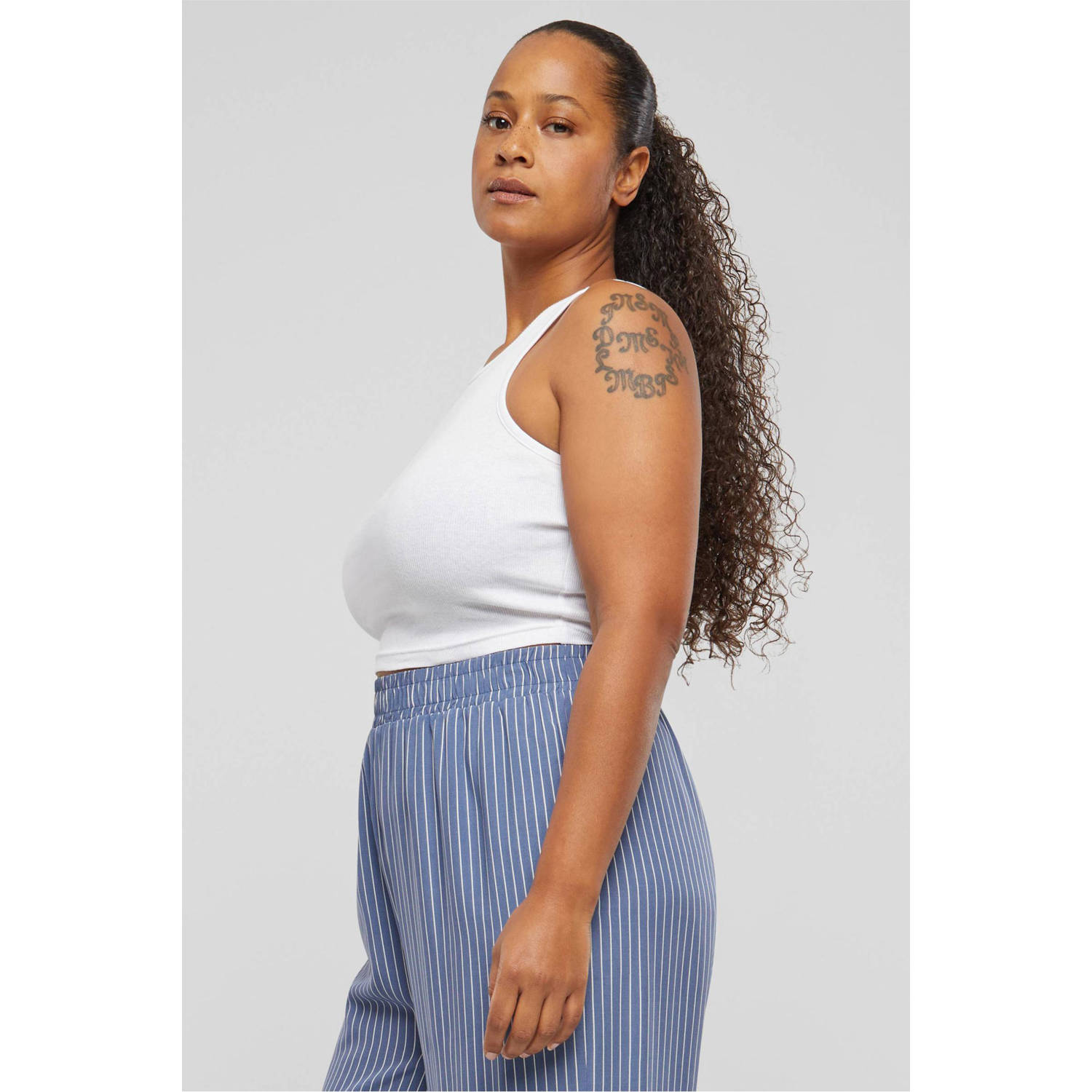 Urban Classics Curvy crop top wit