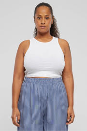 thumbnail: Witte dames Urban Classics Curvy crop top met effen