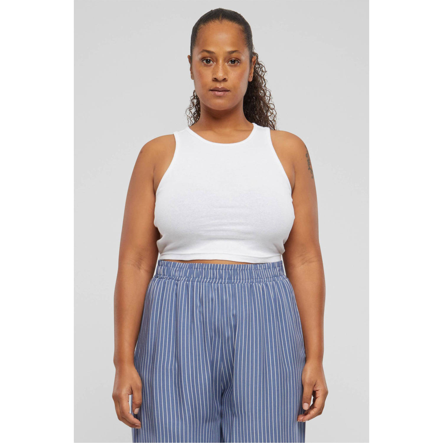 Urban Classics Curvy crop top wit