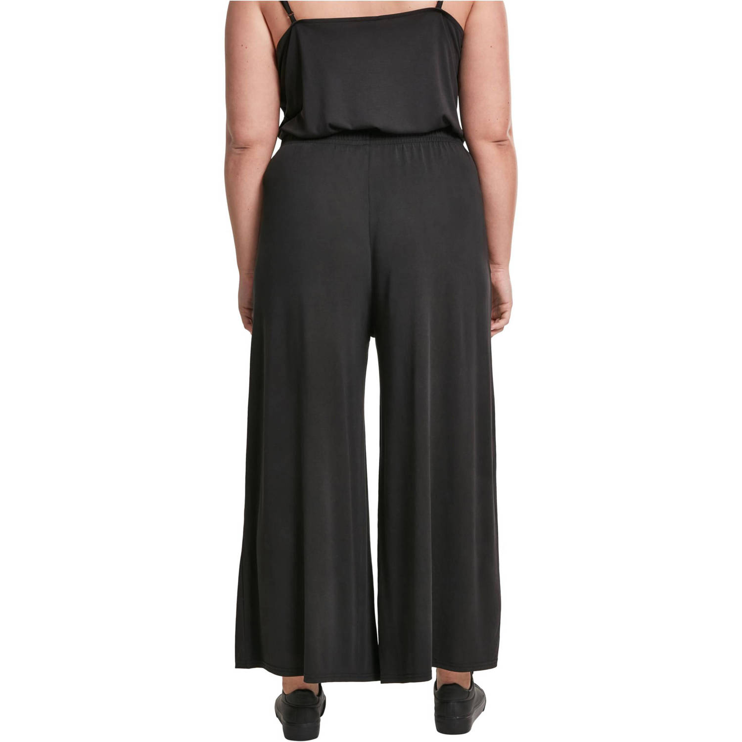 Urban Classics Curvy cropped high waist wide leg culotte zwart