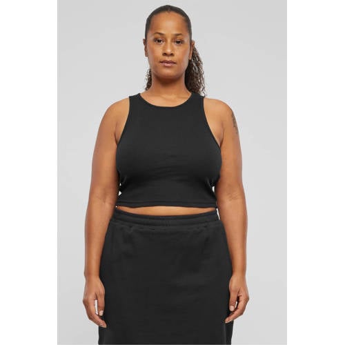Urban Classics Curvy crop top zwart afbeelding