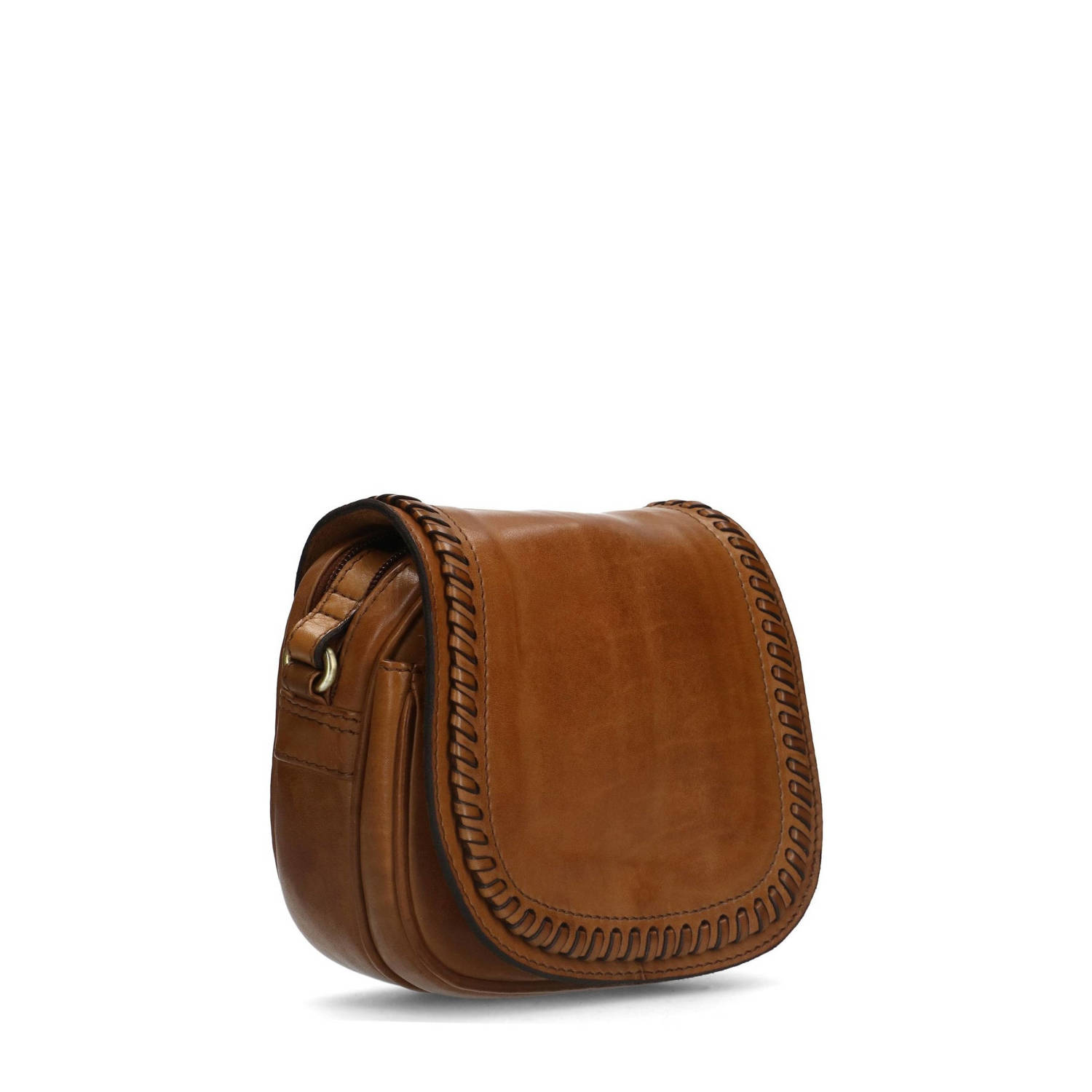 Manfield leren crossbody tas cognac