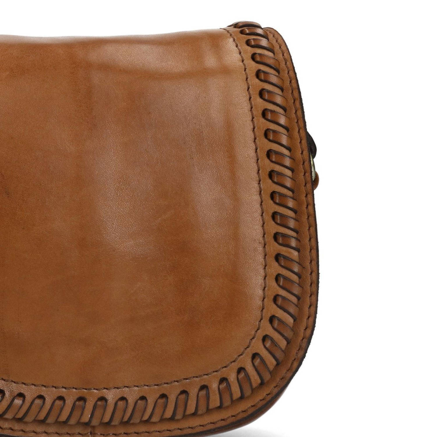 Manfield leren crossbody tas cognac