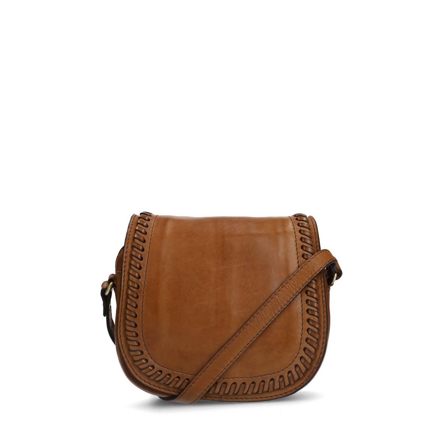 Manfield leren crossbody tas cognac