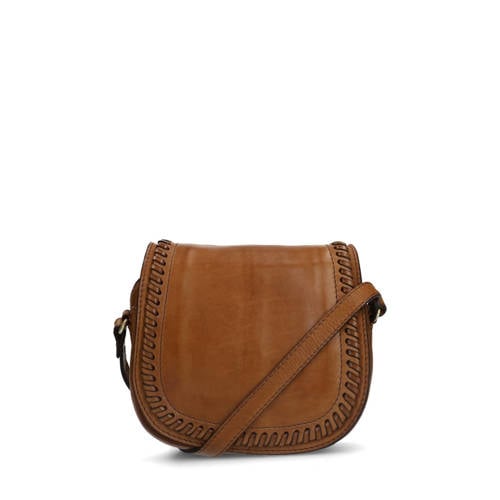 Manfield leren crossbody tas cognac afbeelding