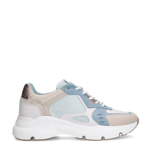 Manfield chunky leren sneakers lichtblauw afbeelding