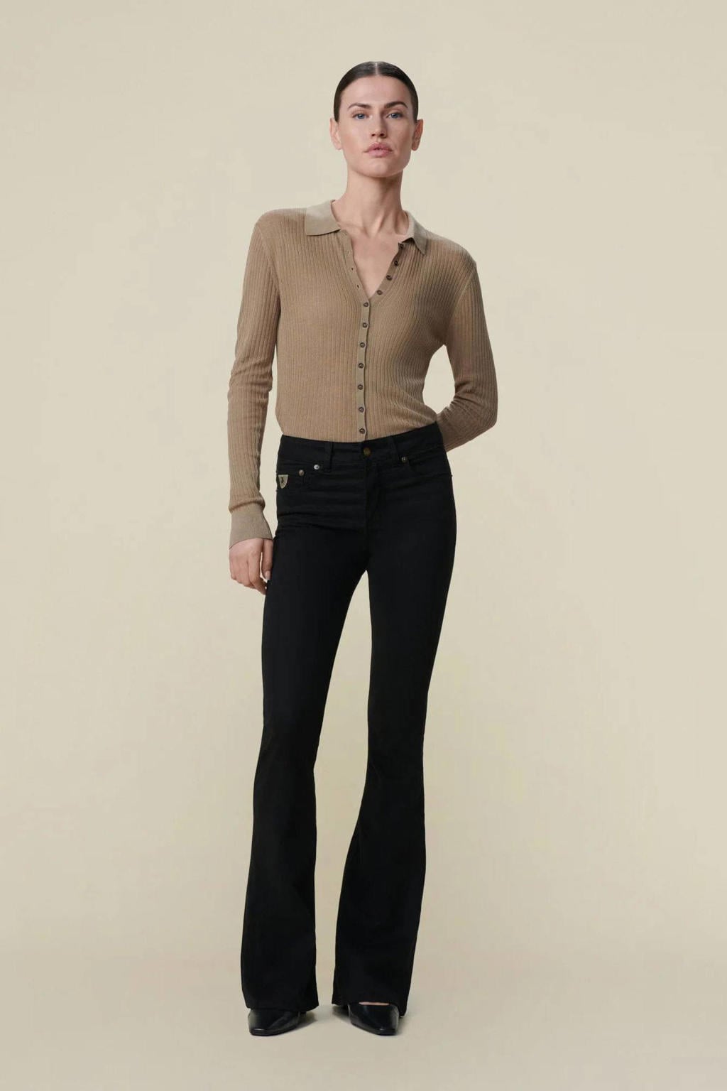 Lois high waist flared jeans zwart