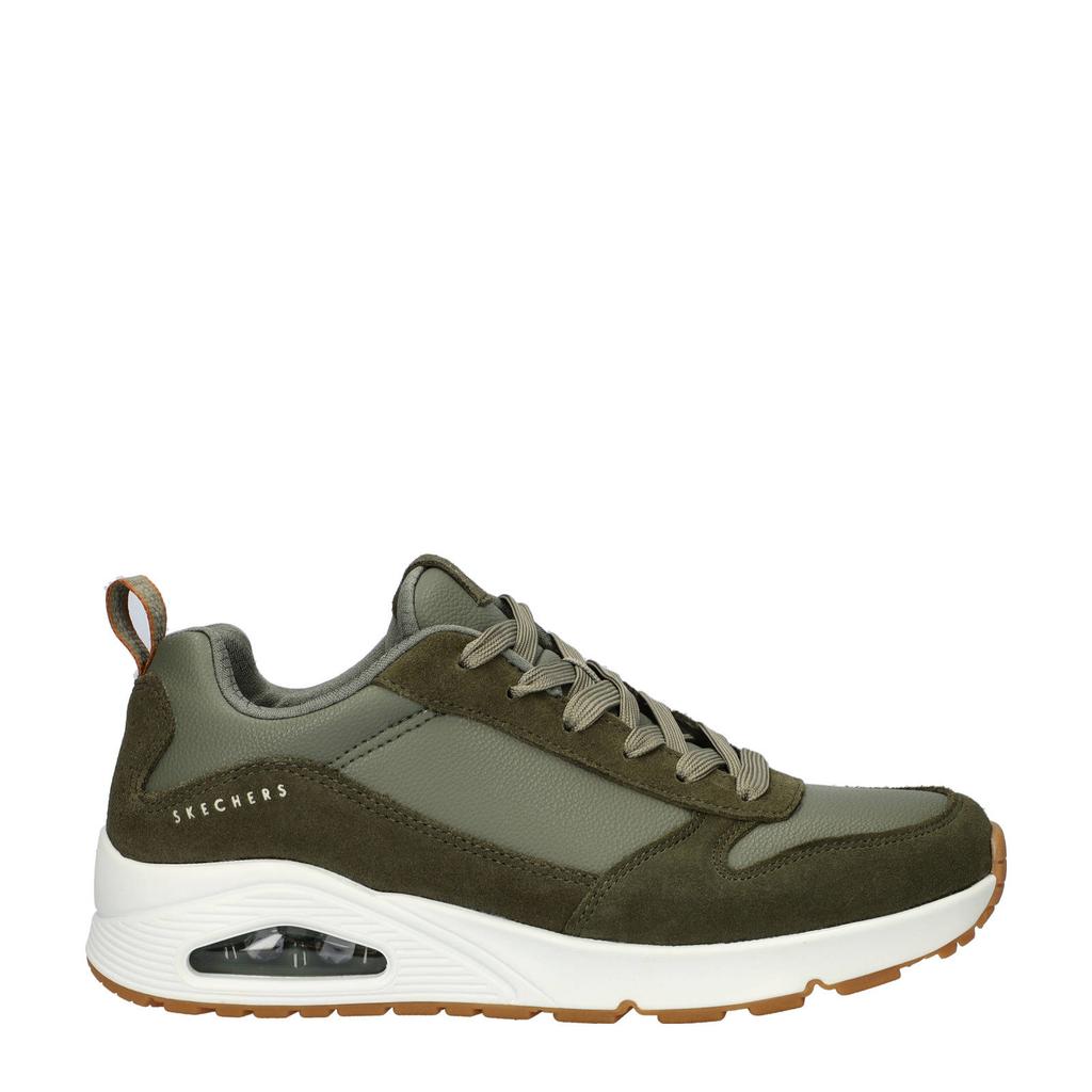 Groene heren Skechers UNO suède sneakers van imitatieleer met veters