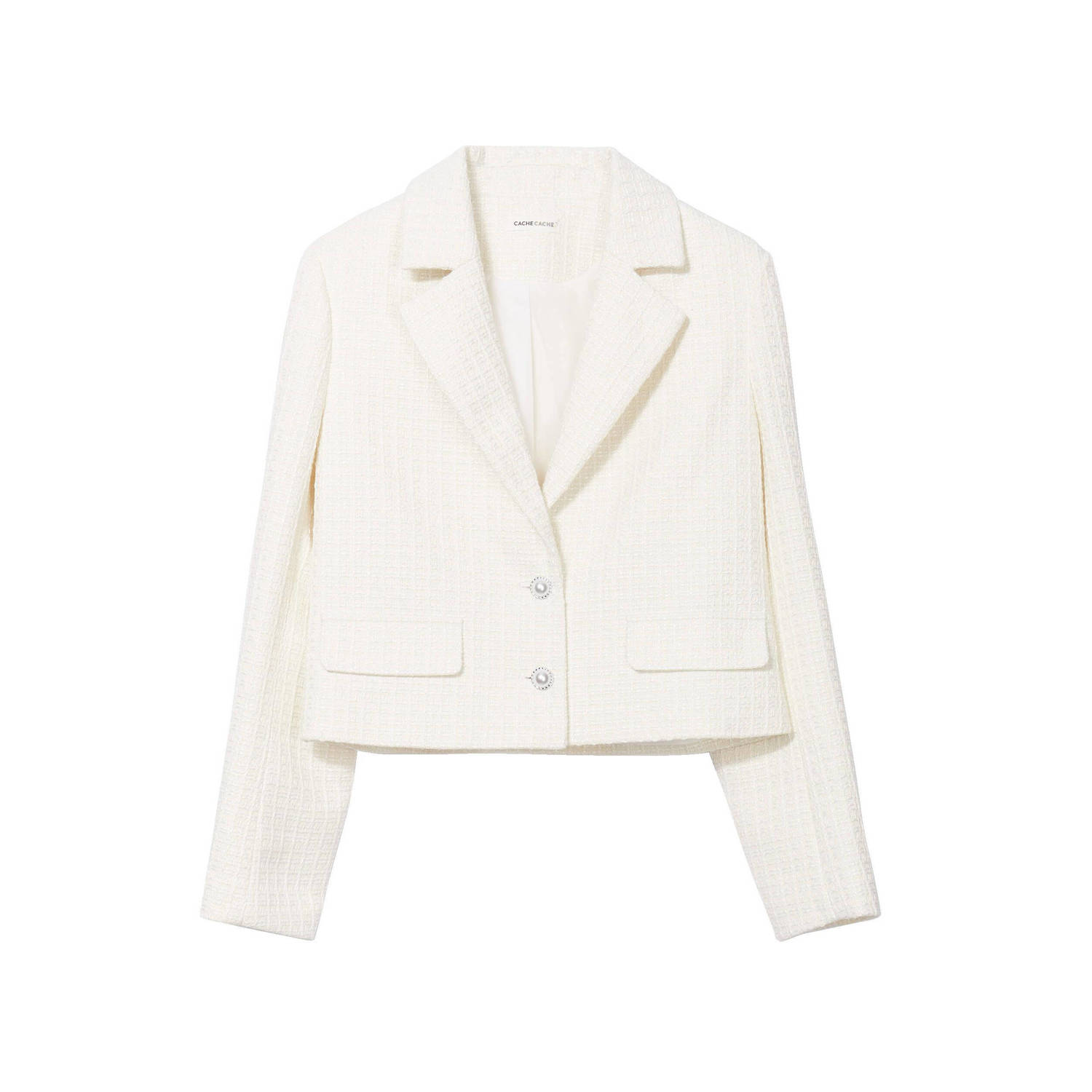 Cache cropped blazer ecru