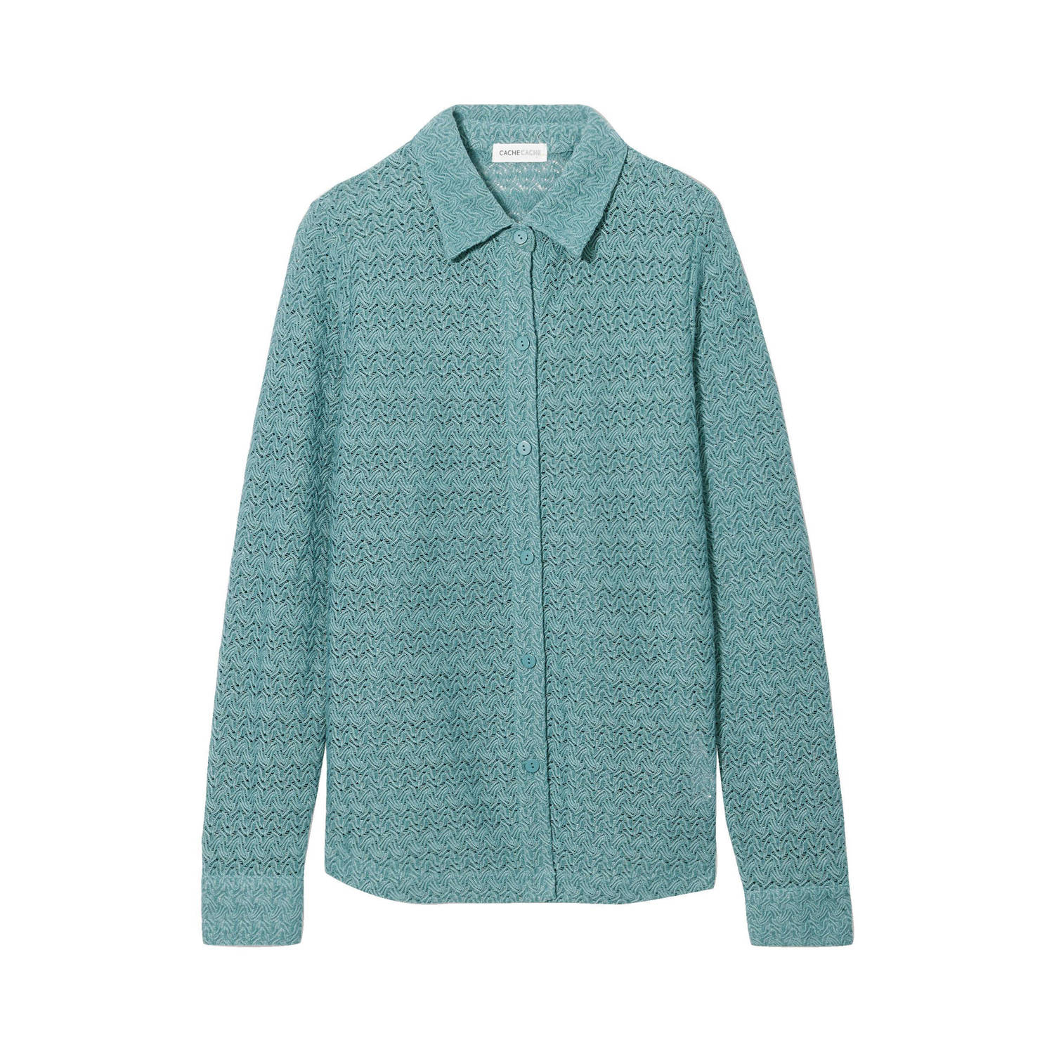 Cache semi-transparante blouse grijsblauw