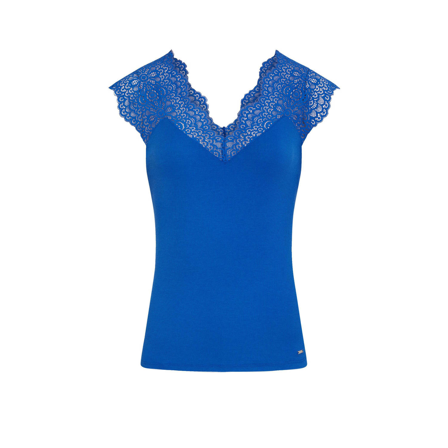 Morgan semi-transparante top blauw