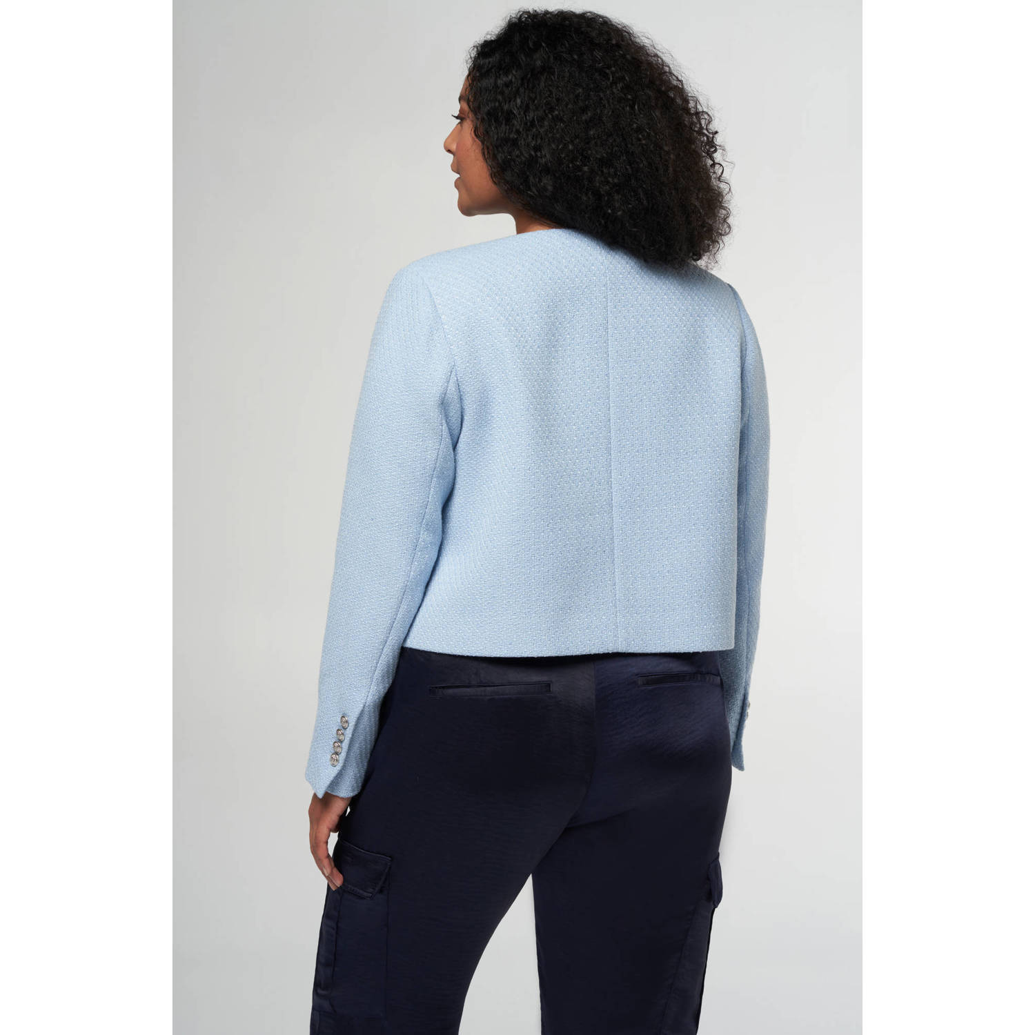 MS Mode tweed jasje lichtblauw