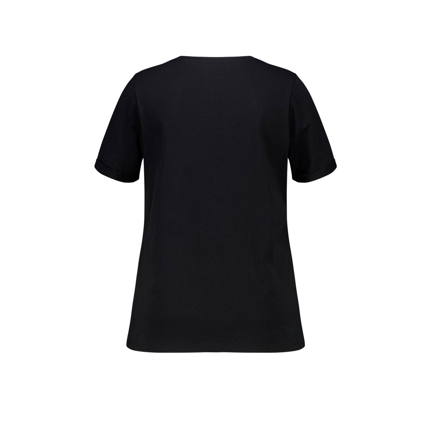 MS Mode T-shirt met printopdruk zwart