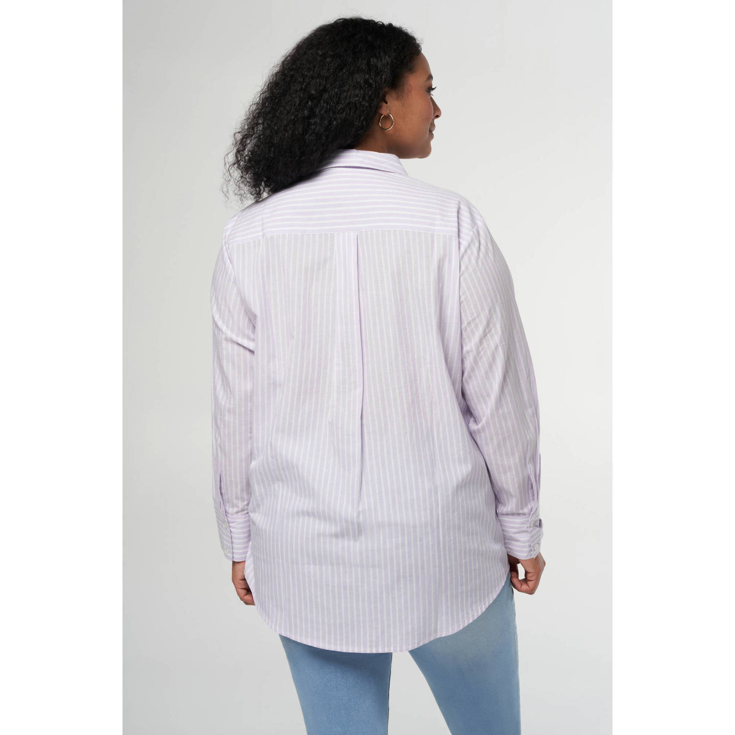 MS Mode gestreepte blouse lila wit