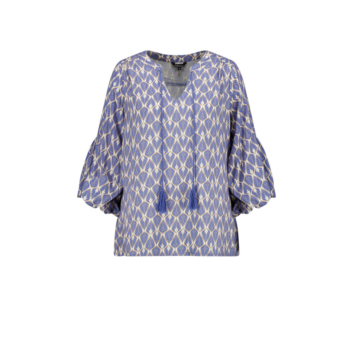 MS Mode blousetop met all over print lichtblauw