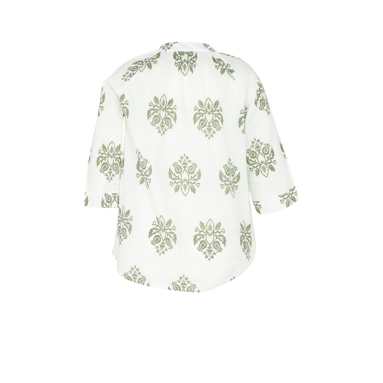 Paprika blouse met all over print wit lichtgroen