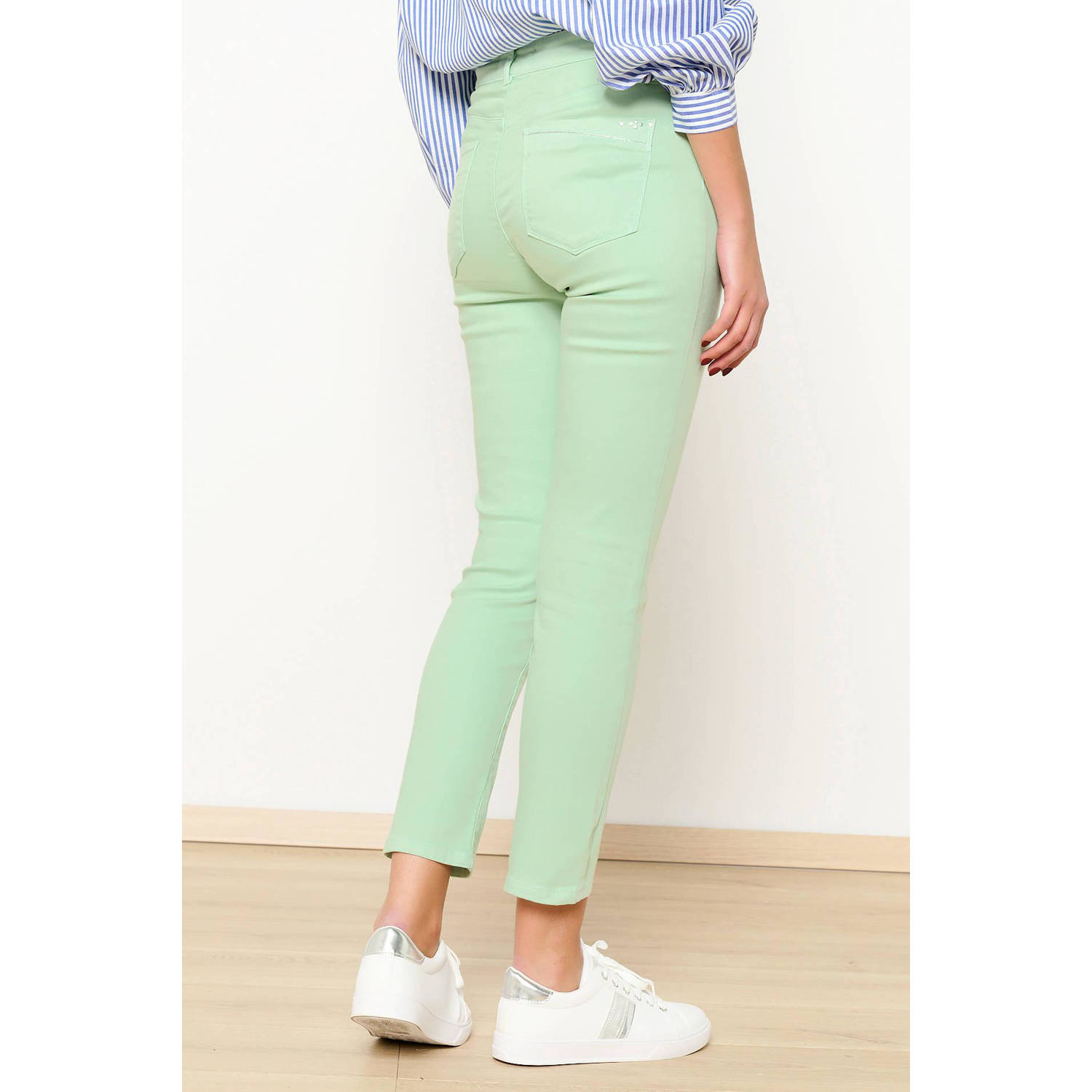 LOLALIZA cropped slim fit broek mintgroen