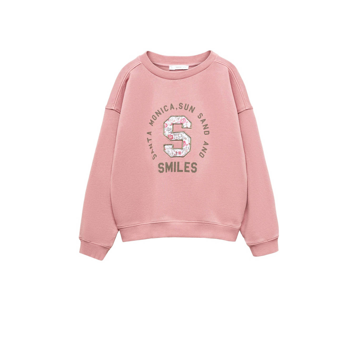 Mango Kids sweater met printopdruk roze Printopdruk 128