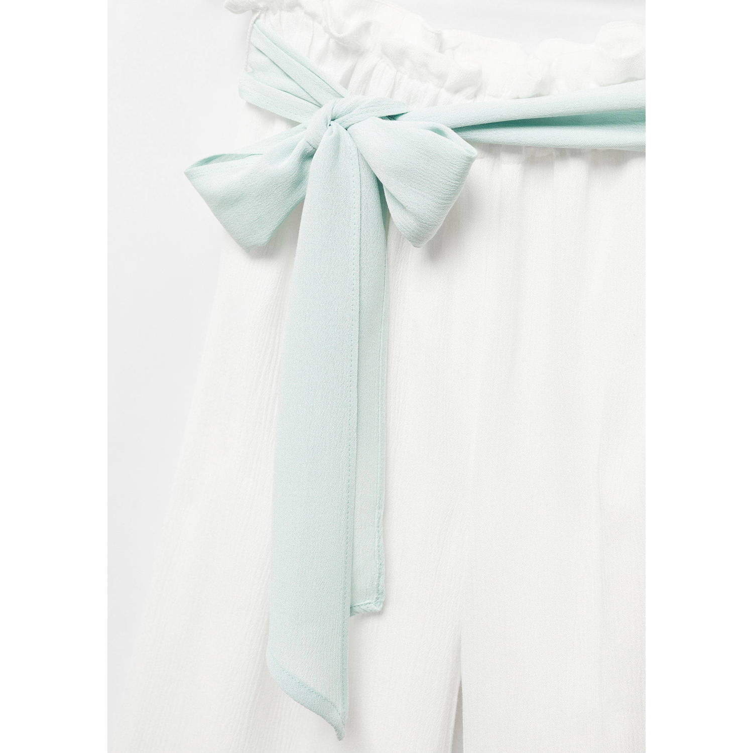 Mango Kids high waist wide leg broek wit licht blauw