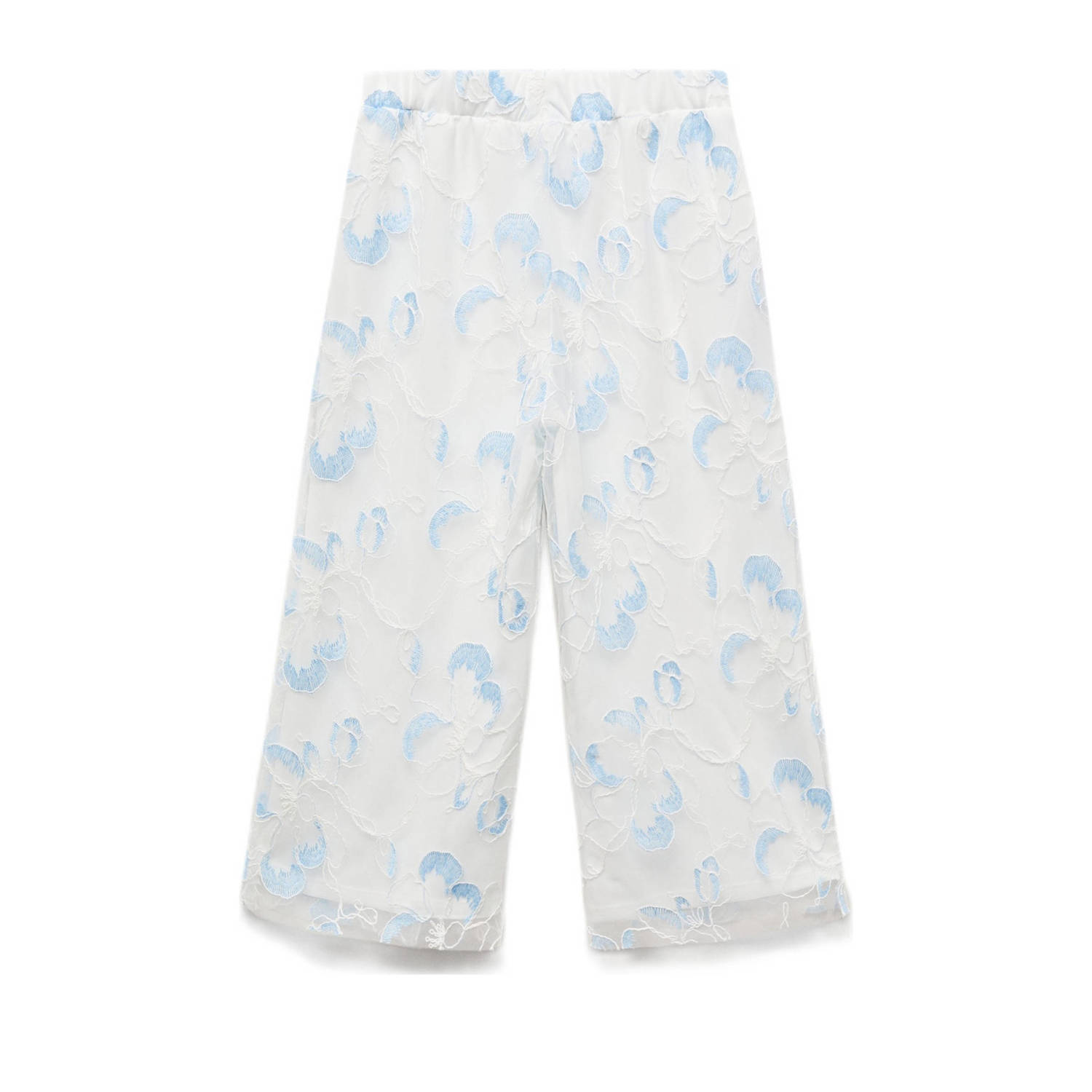 Mango Kids gebloemde broek wit blauw