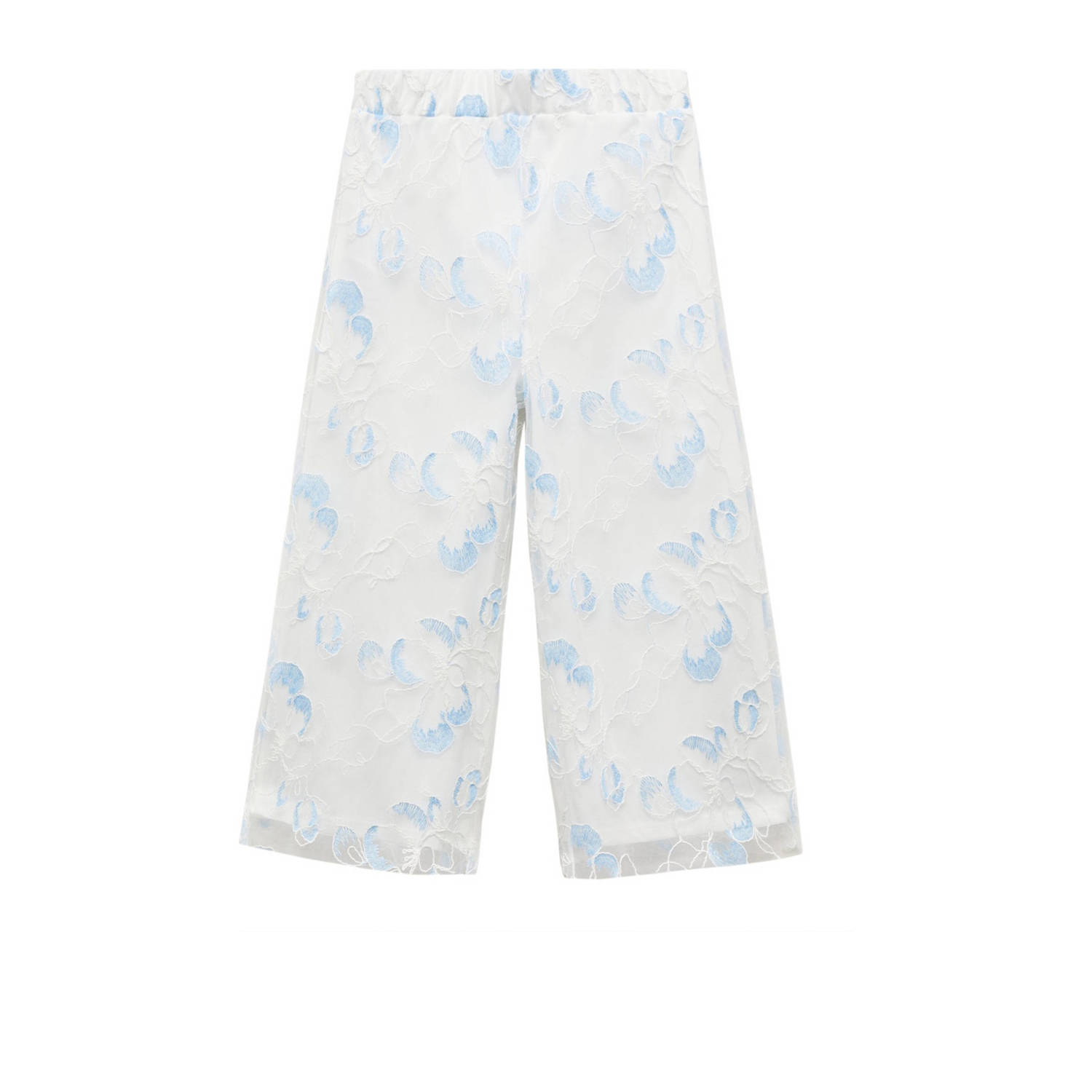 Mango Kids gebloemde broek wit blauw Meisjes Polyamide Bloemen 116