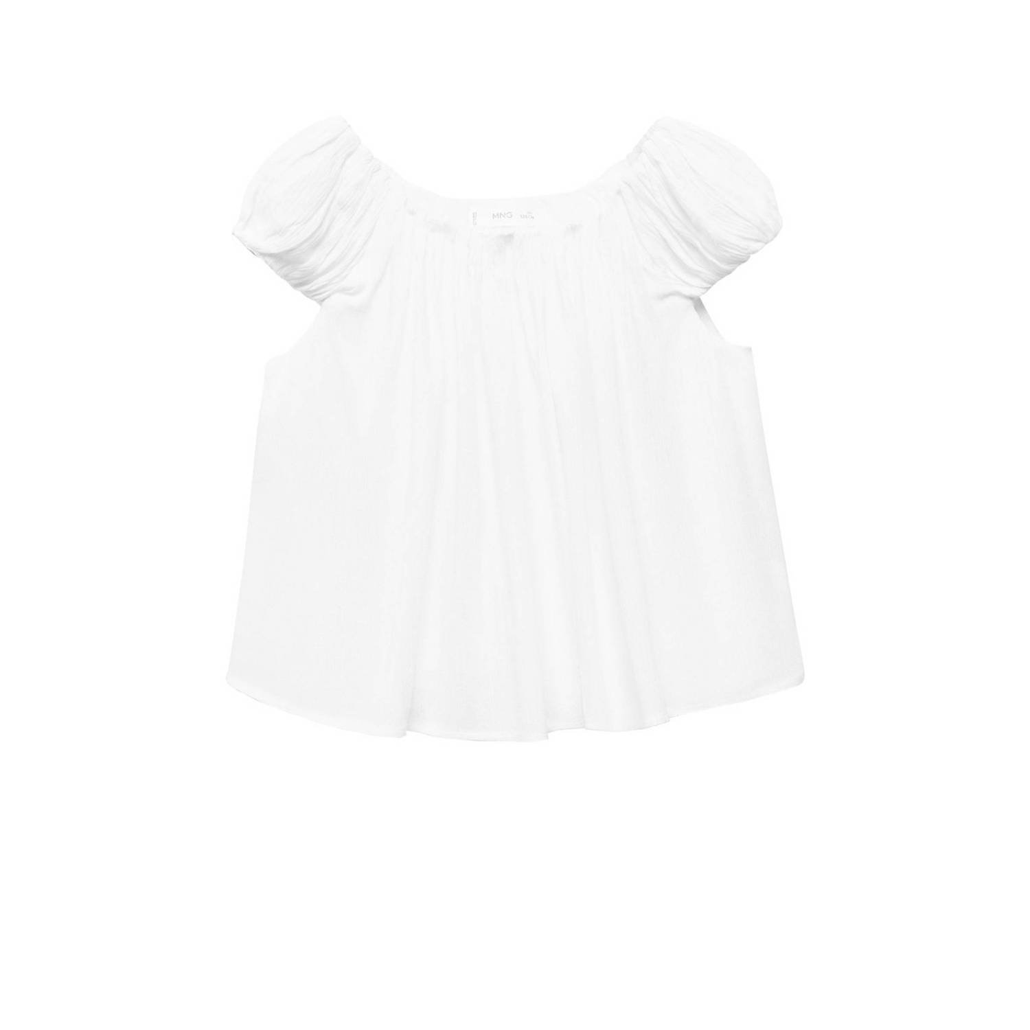 Mango Kids top wit Meisjes Viscose Boothals Effen 134