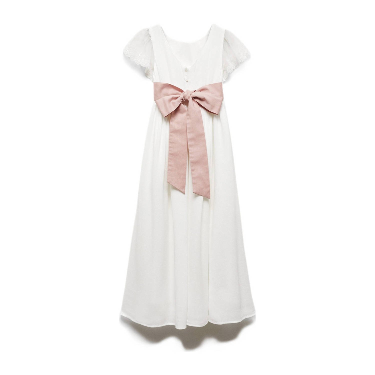 Mango Kids maxi jurk wit roze