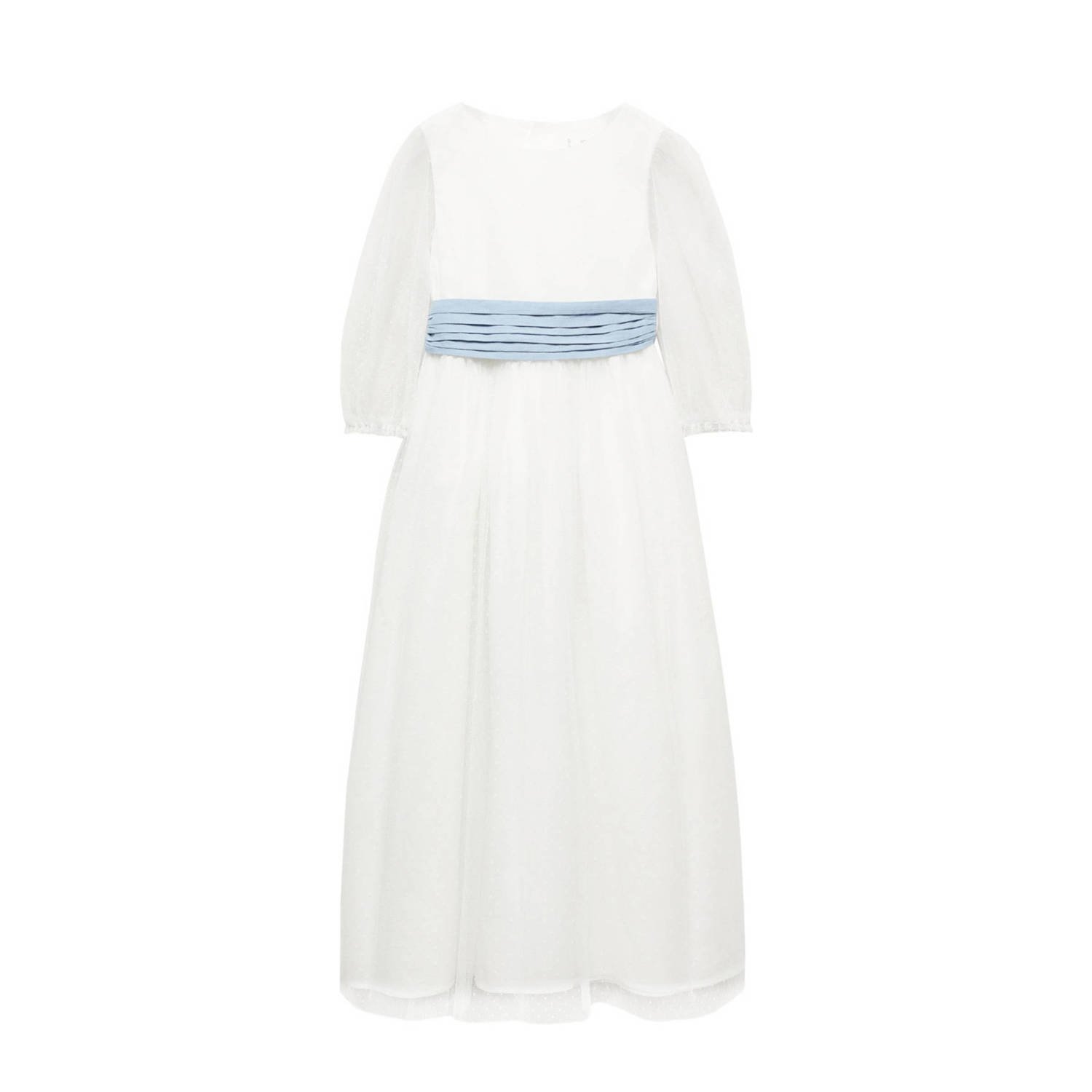Mango Kids maxi jurk met stippen wit blauw