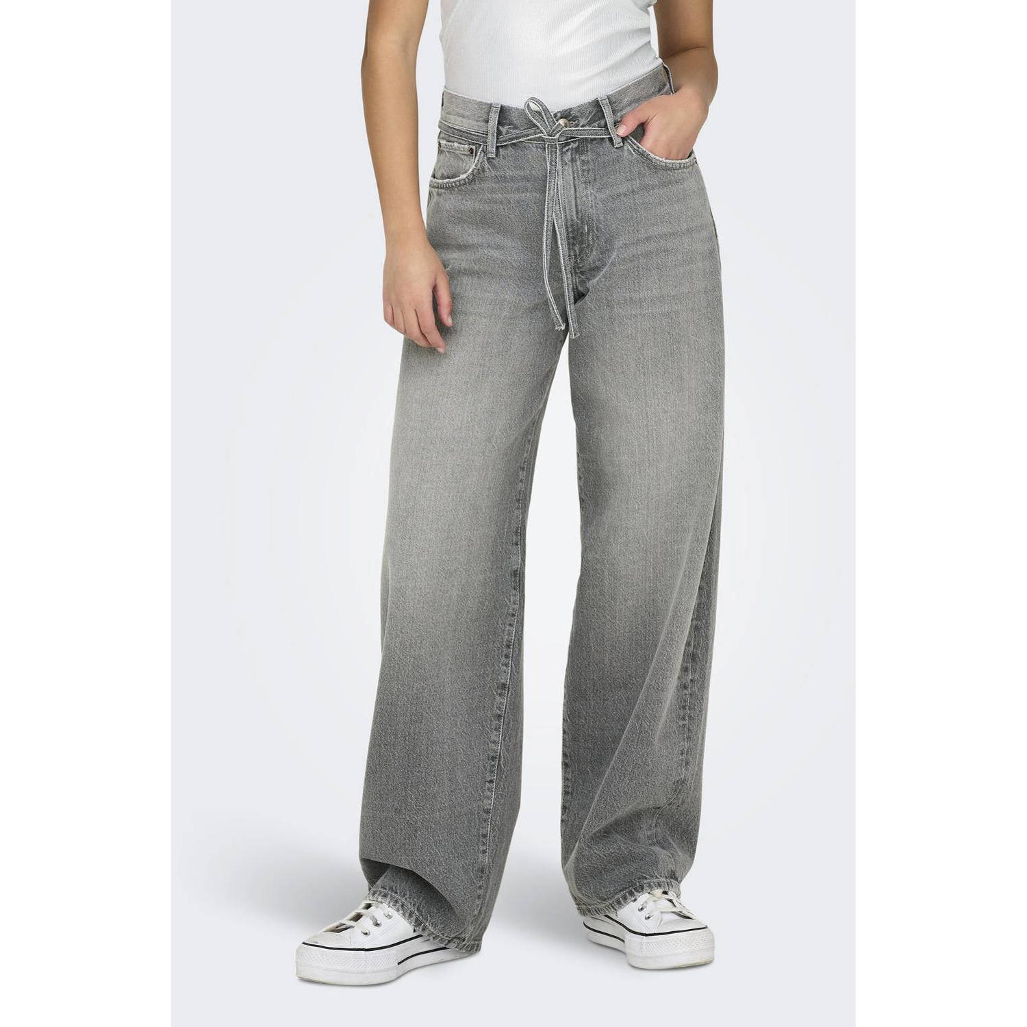 ONLY wide leg jeans ONLGIANNA grijs