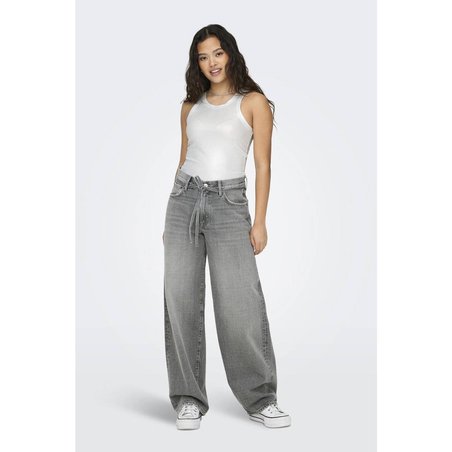 ONLY wide leg jeans ONLGIANNA grijs