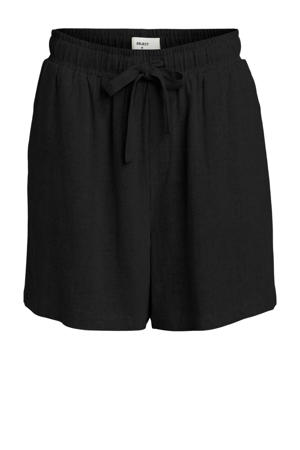 regular fit linnen short OBJSANNE zwart