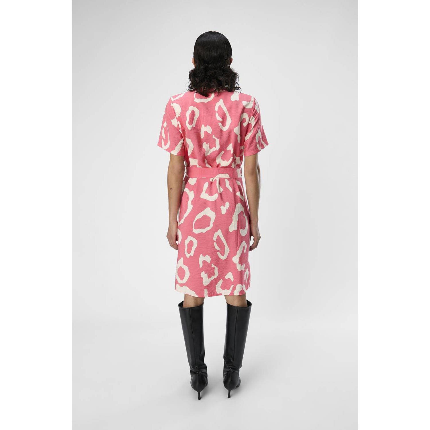OBJECT blousejurk OBJJACIRA met all over print roze creme