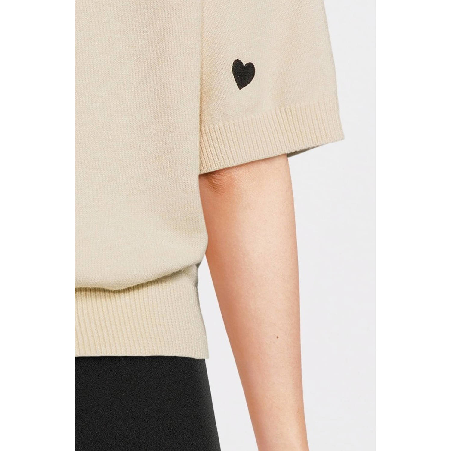 OBJECT trui OBJLANEY met hartjes beige zwart