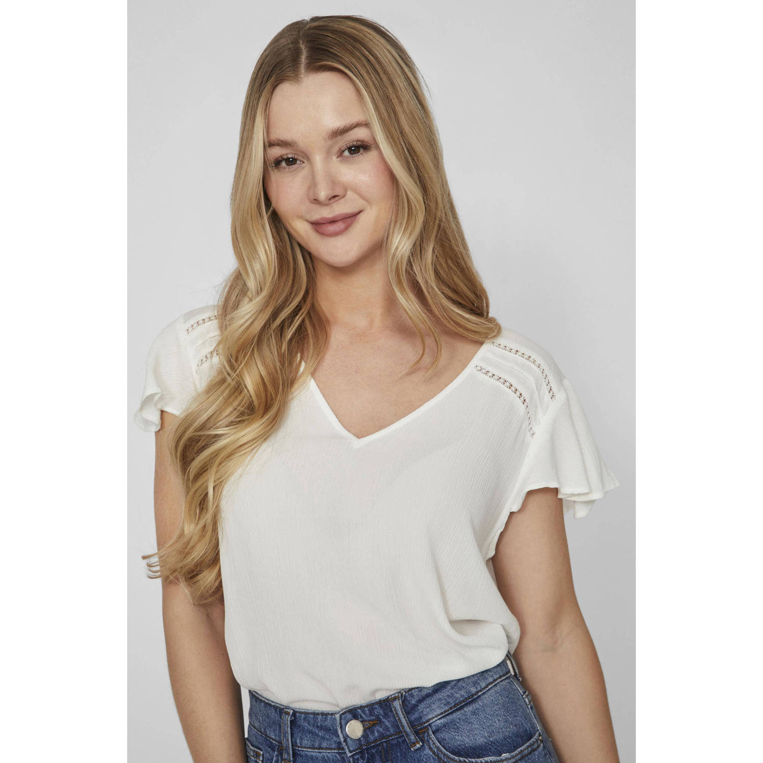 VILA T-shirt VIMESA wit