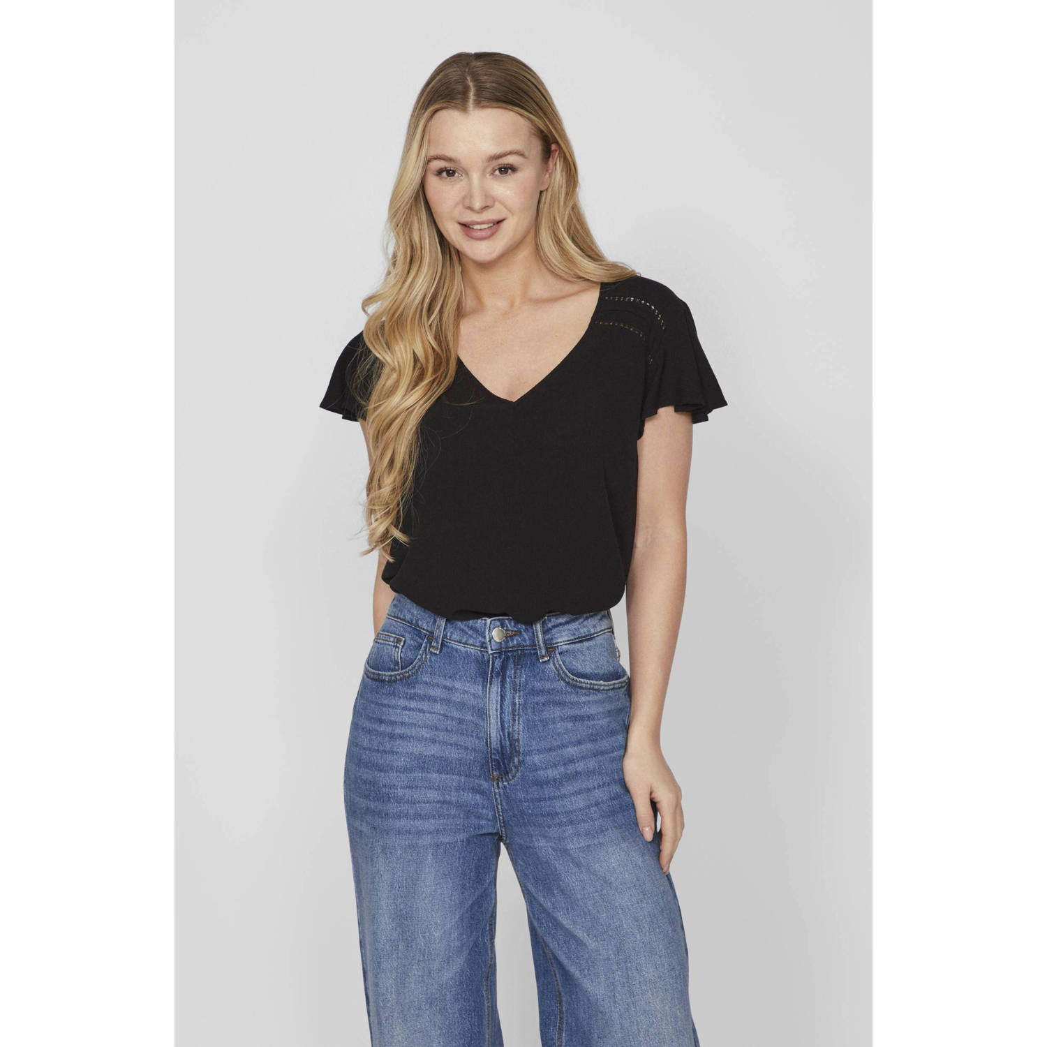 Vila Shirt met korte mouwen VIMESA TAPE DETAIL S S TOP NOOS