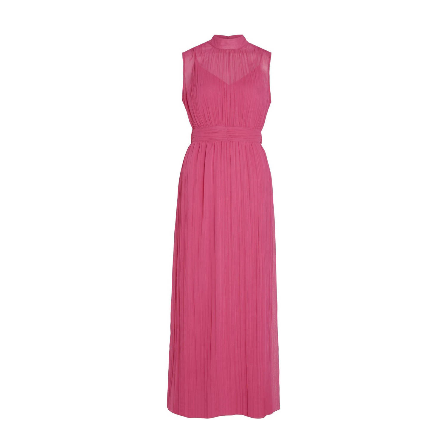 VILA semi-transparante maxi jurk VILEANE roze
