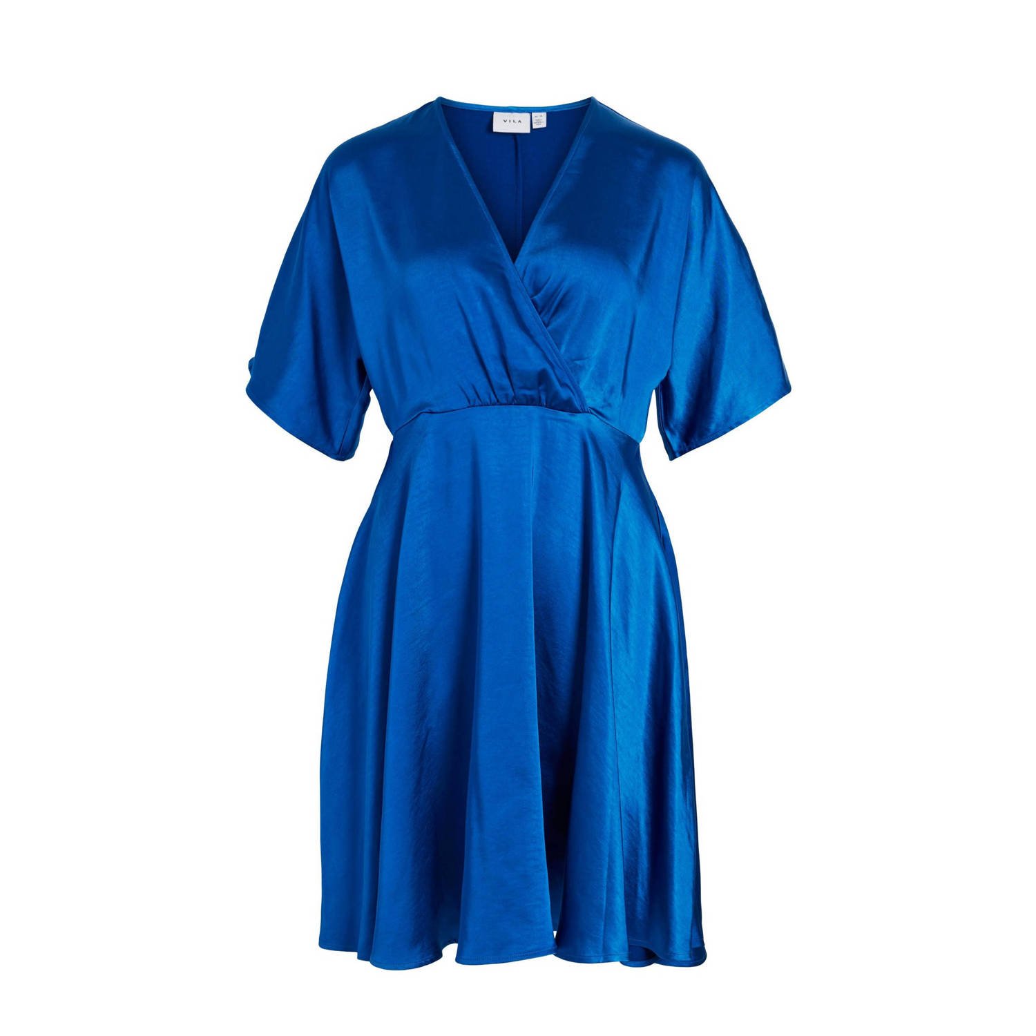 VILA satijnen A-lijn jurk blauw