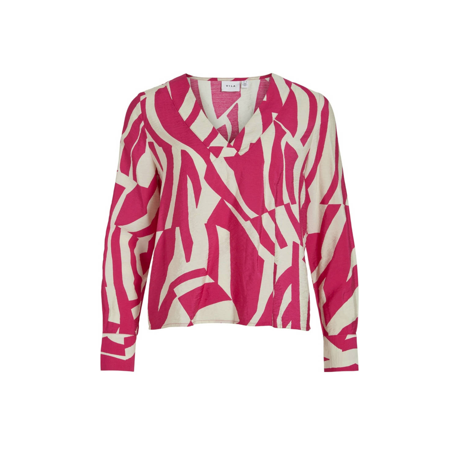 VILA blousetop met all over print roze ecru