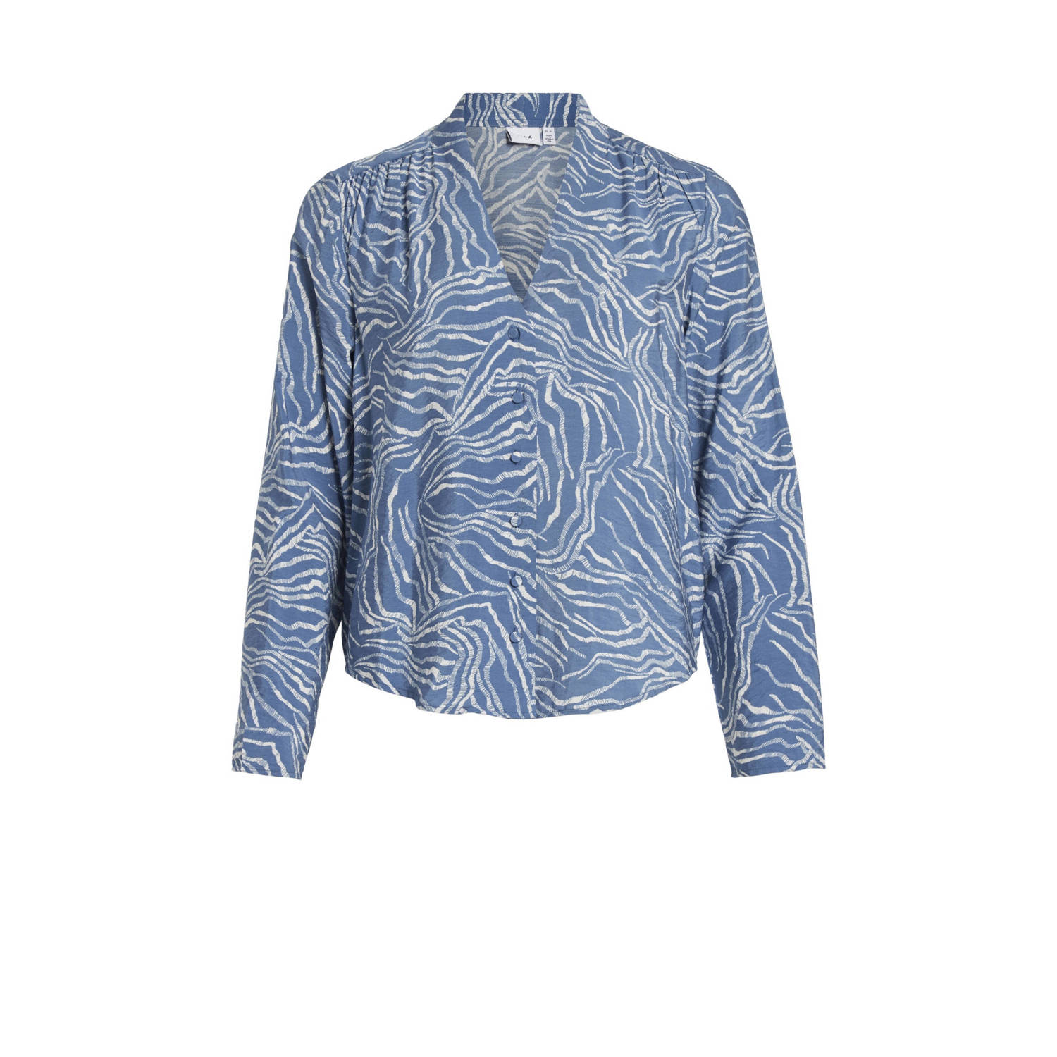 VILA blouse met all over print blauw ecru