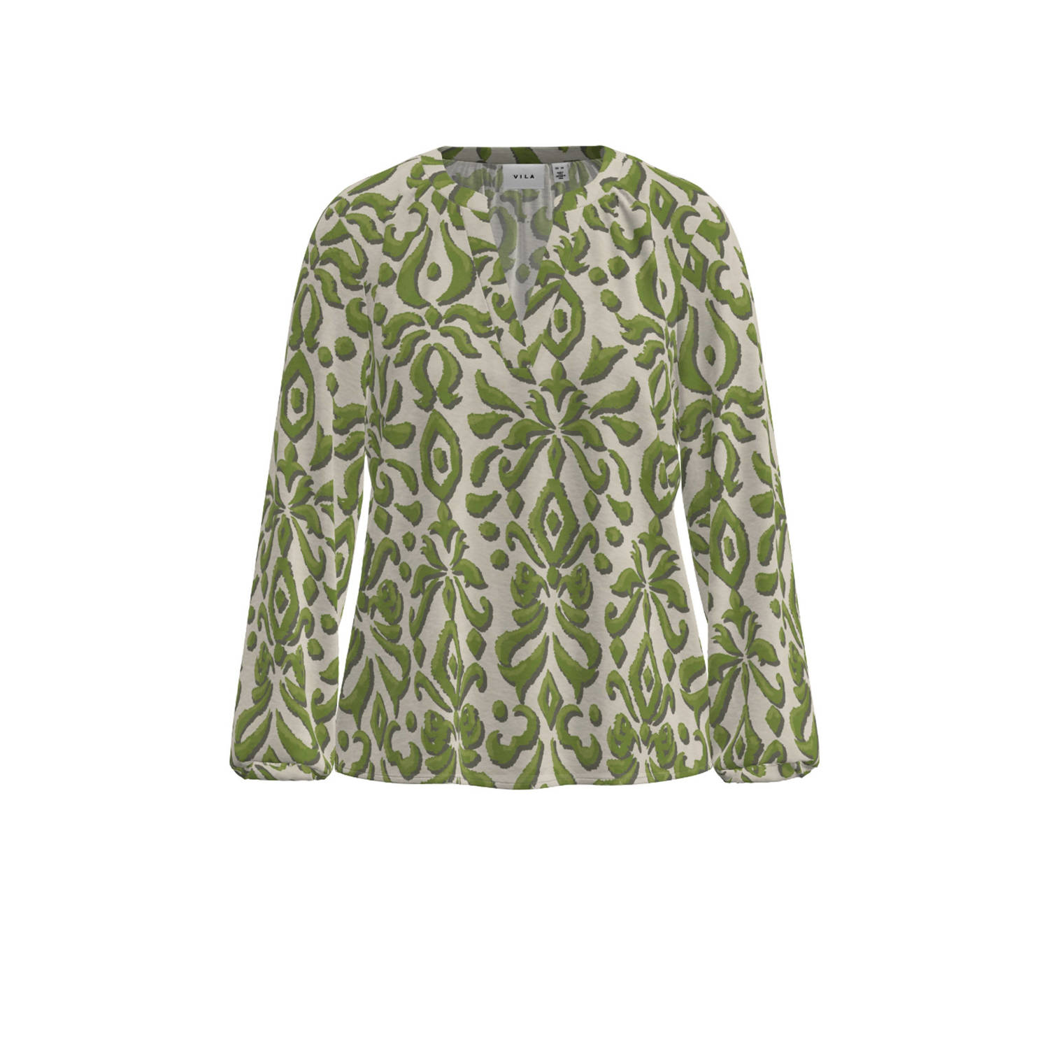 VILA blousetop VIDOGMA met all over print groen ecru