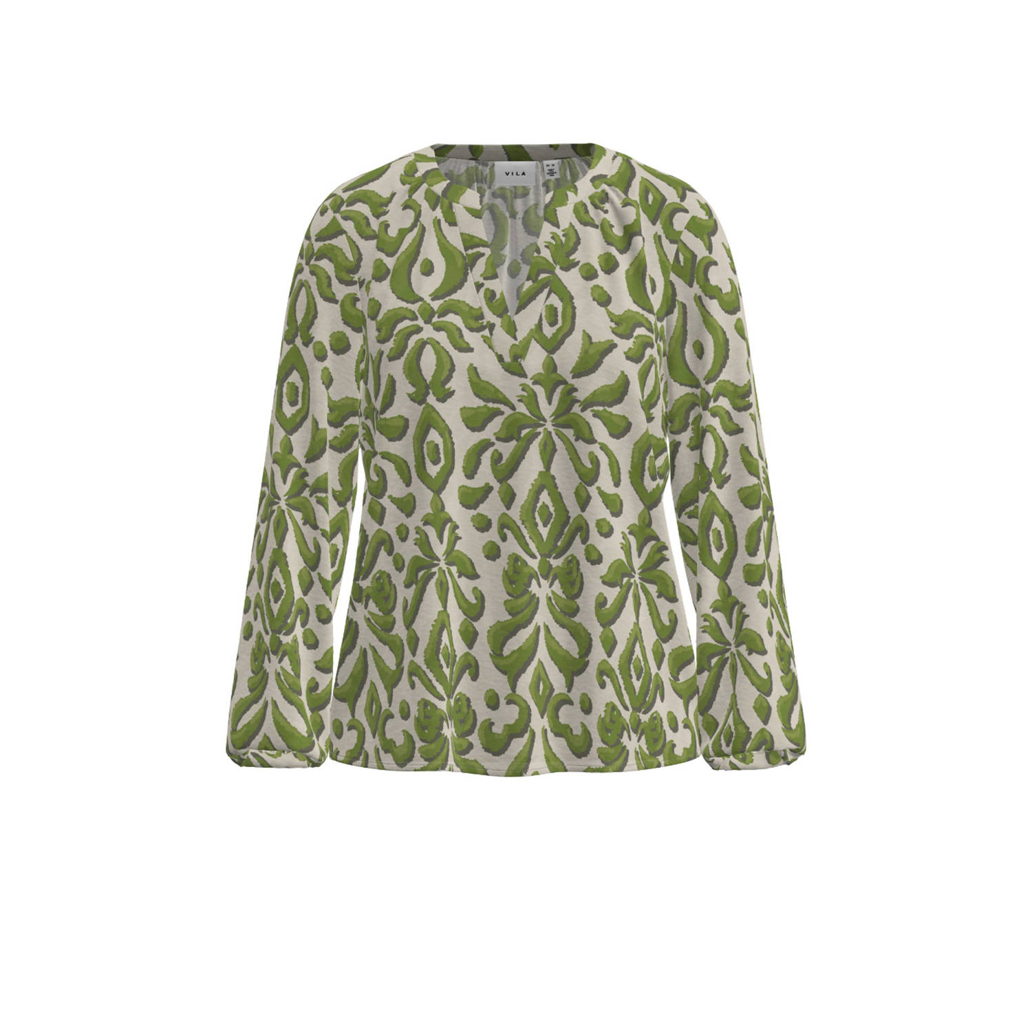 VILA blousetop VIDOGMA met all over print groen ecru