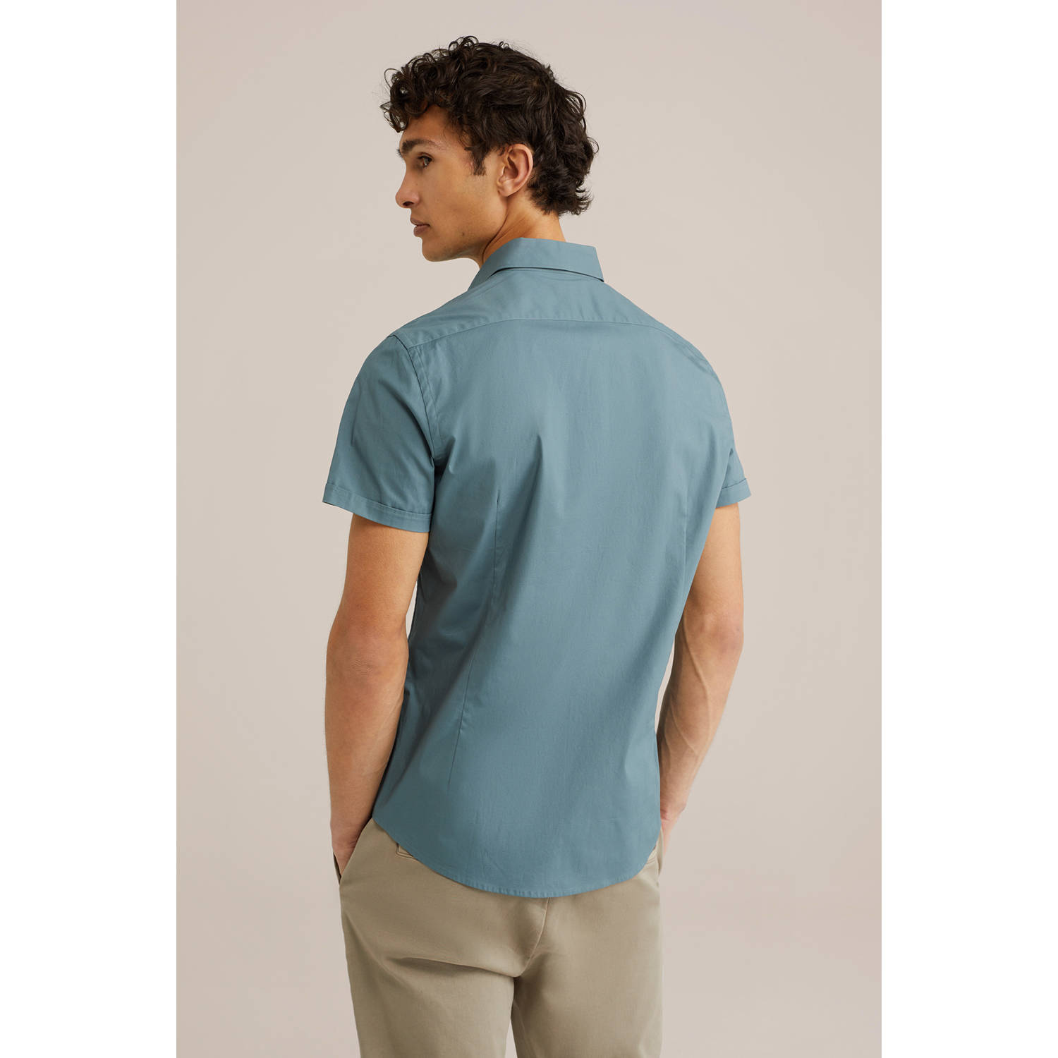 WE Fashion WE Fundamentals slim fit overhemd blauw