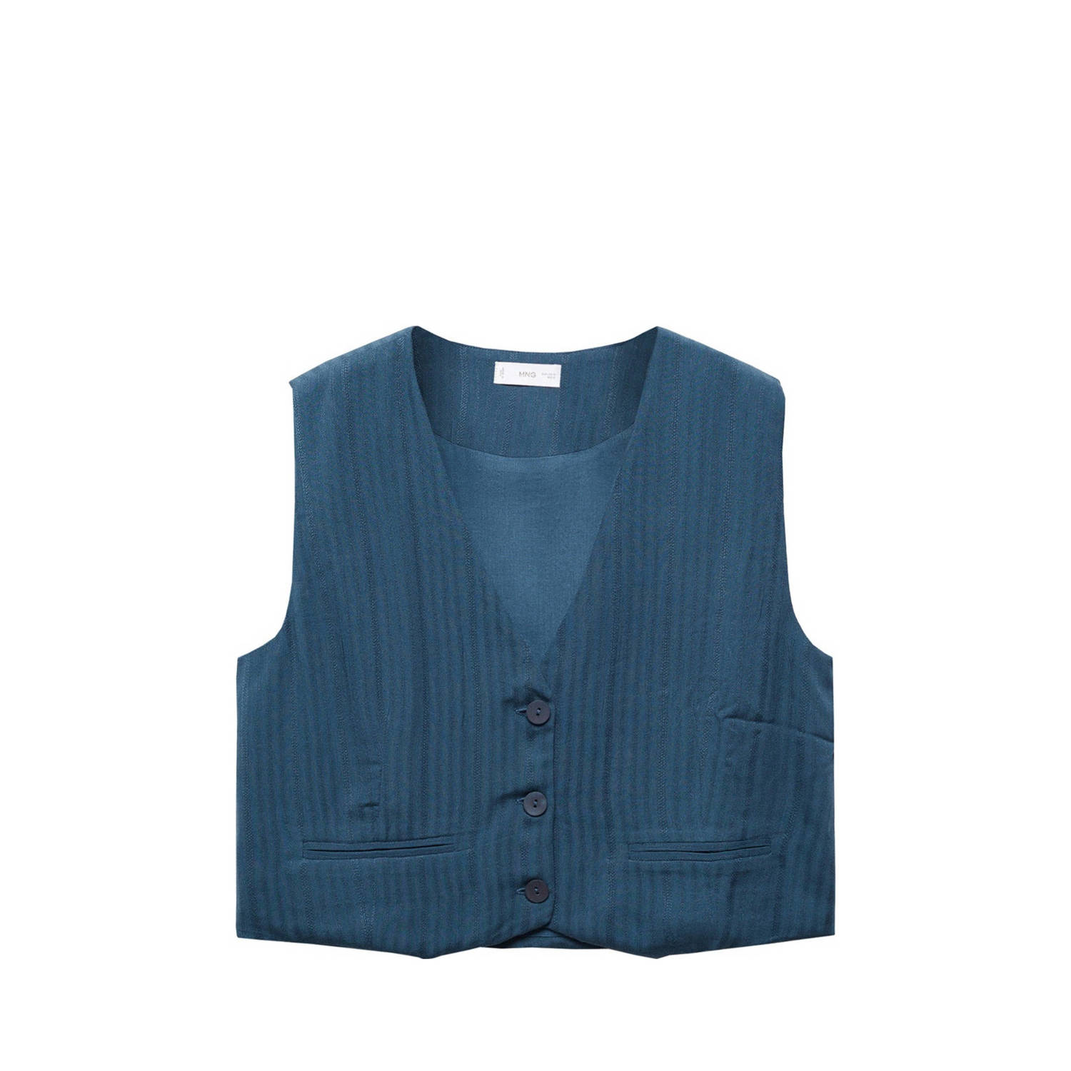 Mango Kids gilet blauw Meisjes Viscose V-hals Effen 152(XXS)