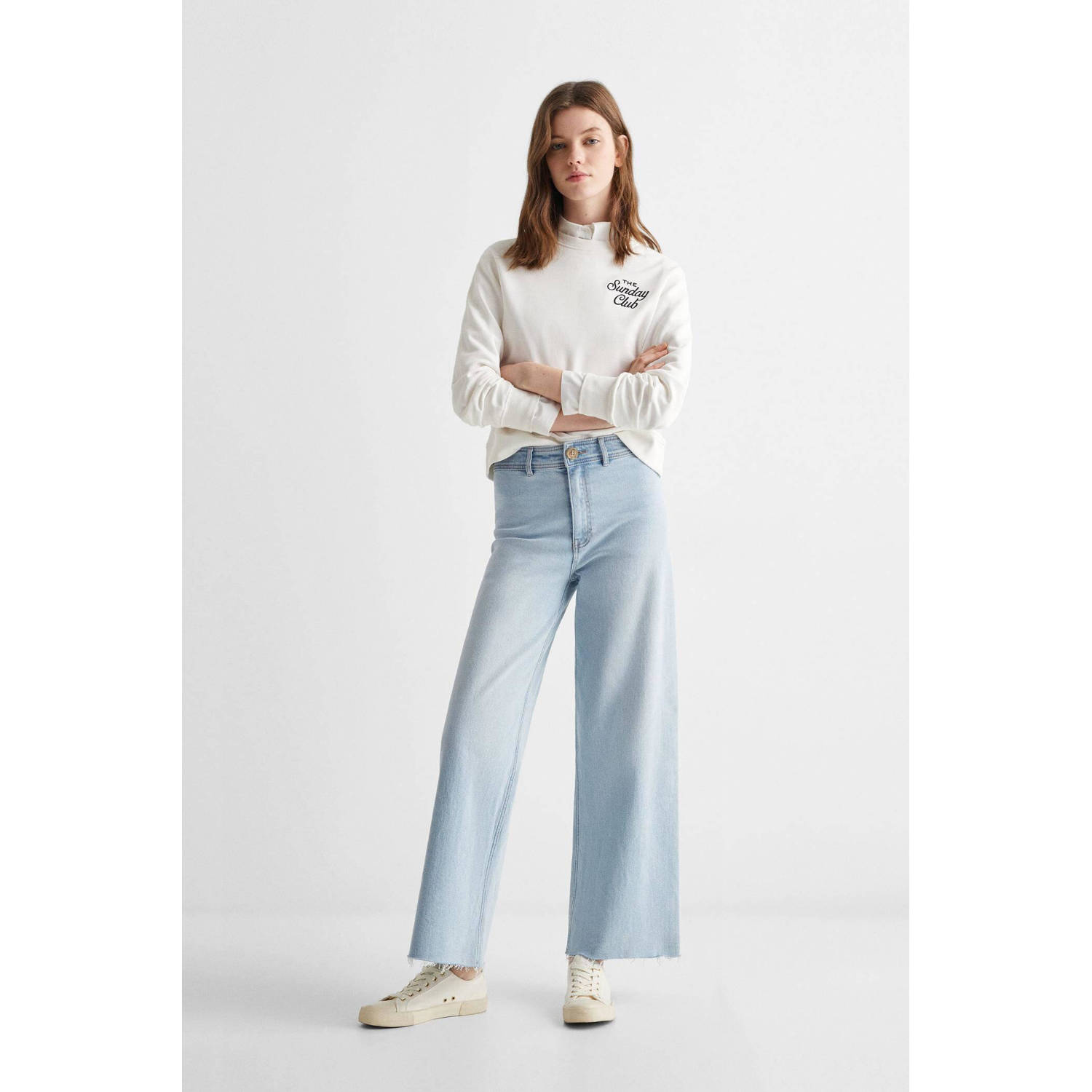 Mango Kids high waist wide leg jeans lichtblauw