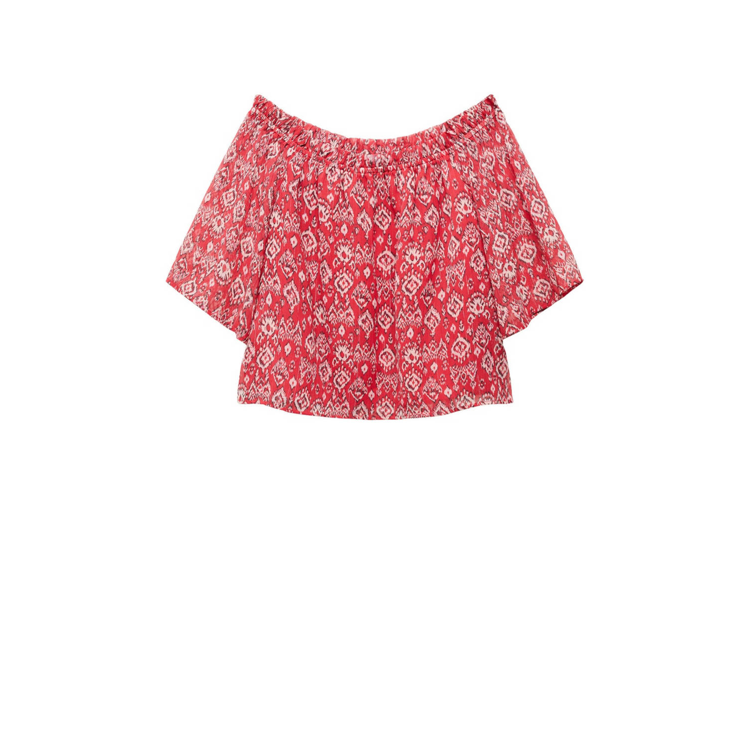 Mango Kids off shoulder top met all over print rood