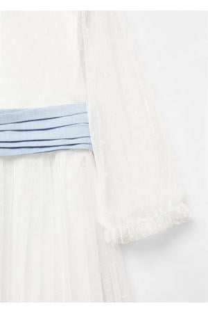 jurk met stippen wit/lichtblauw