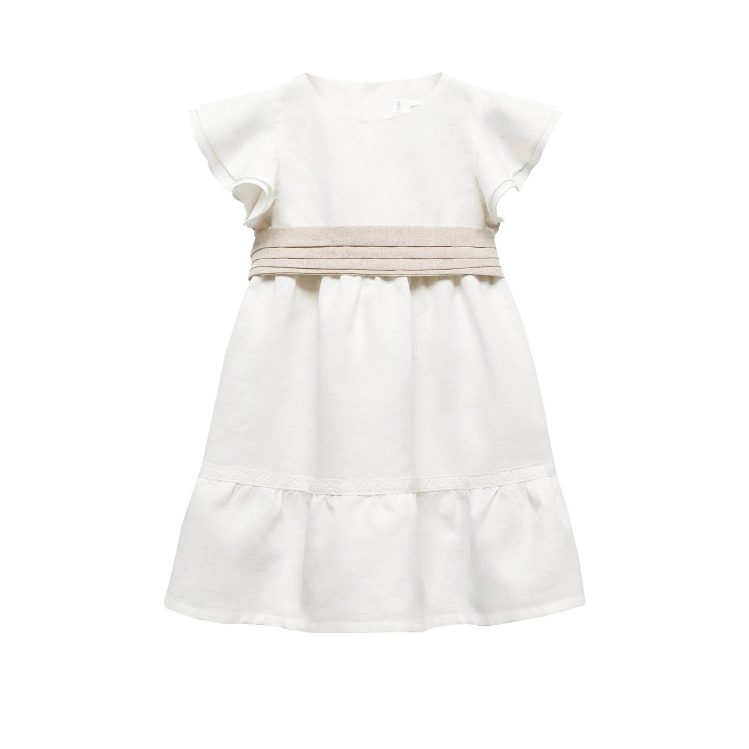 Mango Kids maxi jurk met linnen wit Effen 116 | Jurk van
